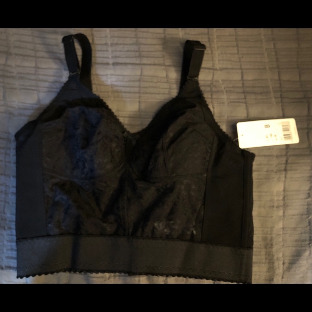 Naturana longline retro BRA BLACK womens 38B Made in UK Vintage-1950s-style NEW